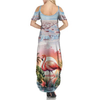 Personalized Bonaire Caribbean Flamingo Summer Maxi Dress Pink Salt Flats - Wonder Print Shop
