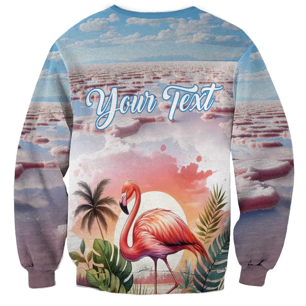 Personalized Bonaire Caribbean Flamingo Sweatshirt Pink Salt Flats - Wonder Print Shop