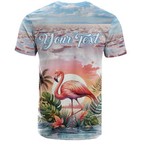 Personalized Bonaire Caribbean Flamingo T Shirt Pink Salt Flats - Wonder Print Shop