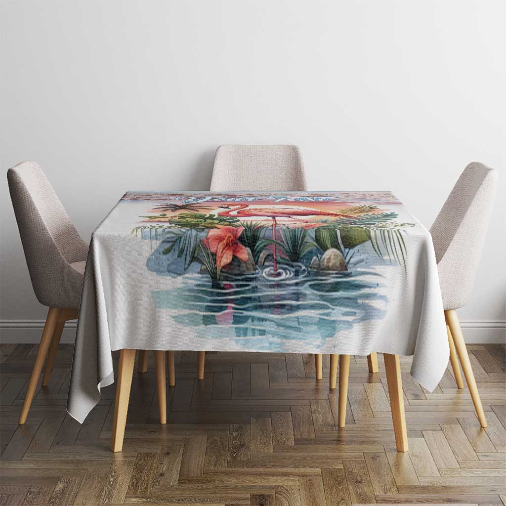 Personalized Bonaire Caribbean Flamingo Tablecloth Pink Salt Flats - Wonder Print Shop