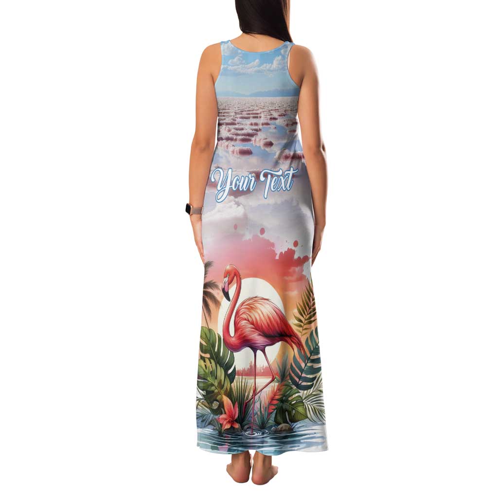 Personalized Bonaire Caribbean Flamingo Tank Maxi Dress Pink Salt Flats - Wonder Print Shop