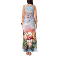 Personalized Bonaire Caribbean Flamingo Tank Maxi Dress Pink Salt Flats - Wonder Print Shop