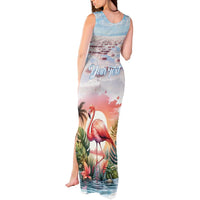 Personalized Bonaire Caribbean Flamingo Tank Maxi Dress Pink Salt Flats - Wonder Print Shop