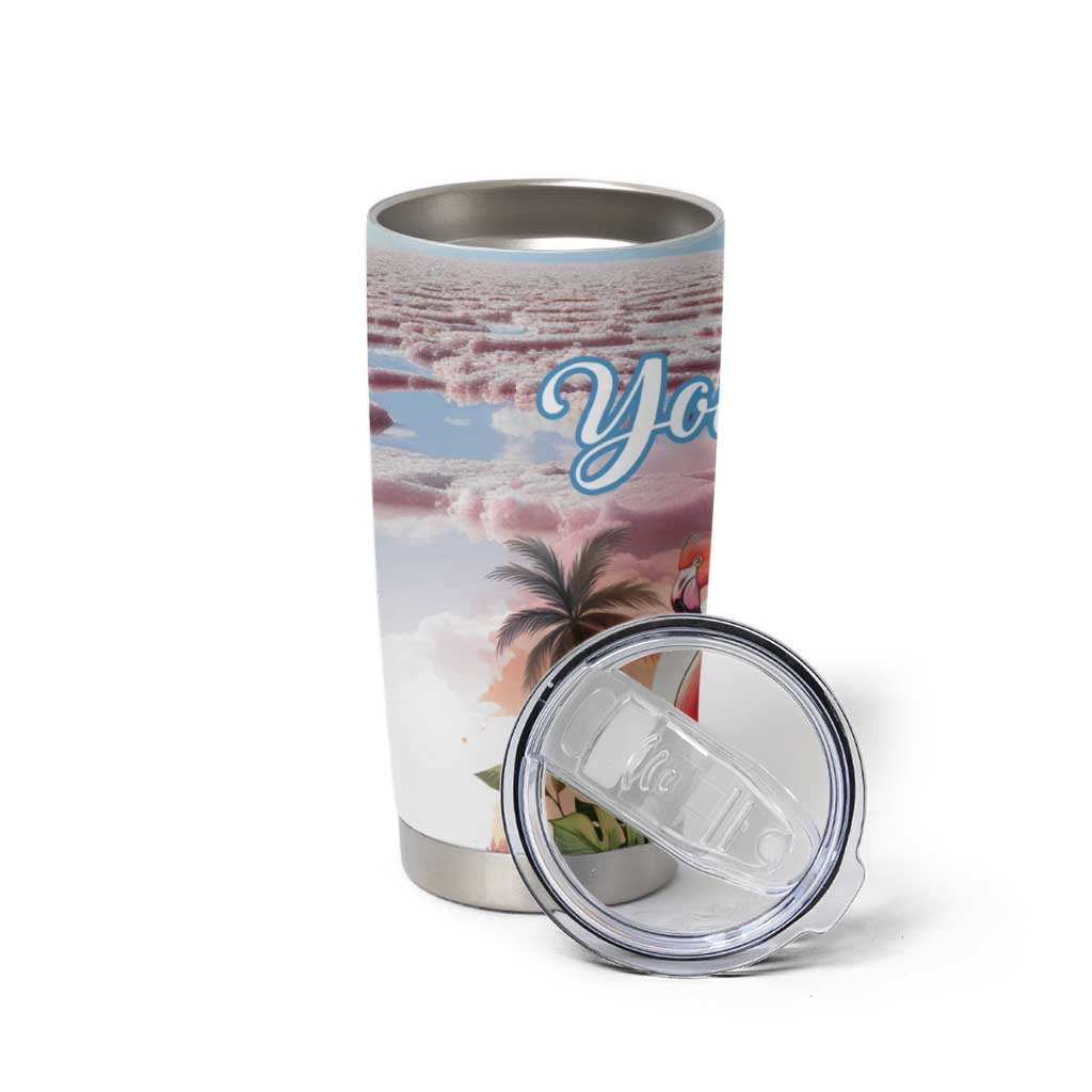 Personalized Bonaire Caribbean Flamingo Tumbler Cup Pink Salt Flats - Wonder Print Shop