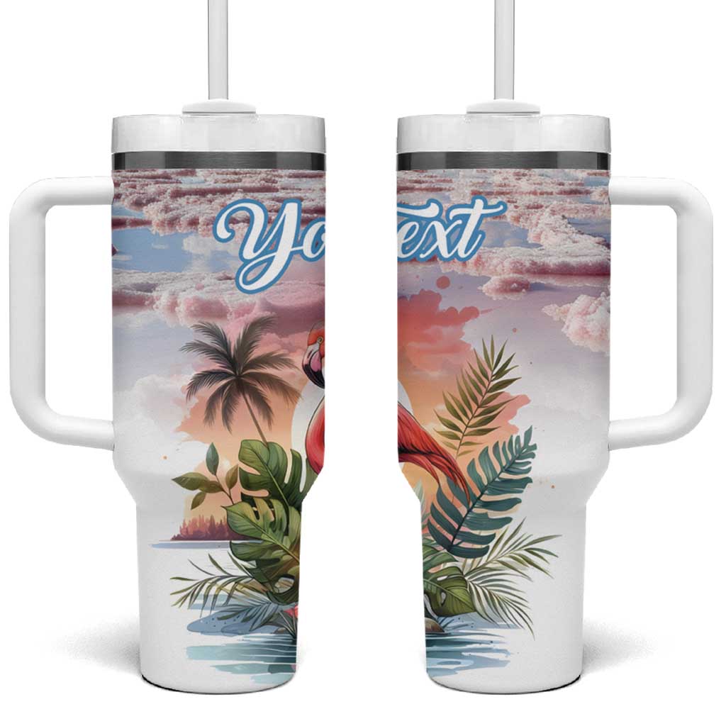 Personalized Bonaire Caribbean Flamingo Tumbler With Handle Pink Salt Flats - Wonder Print Shop