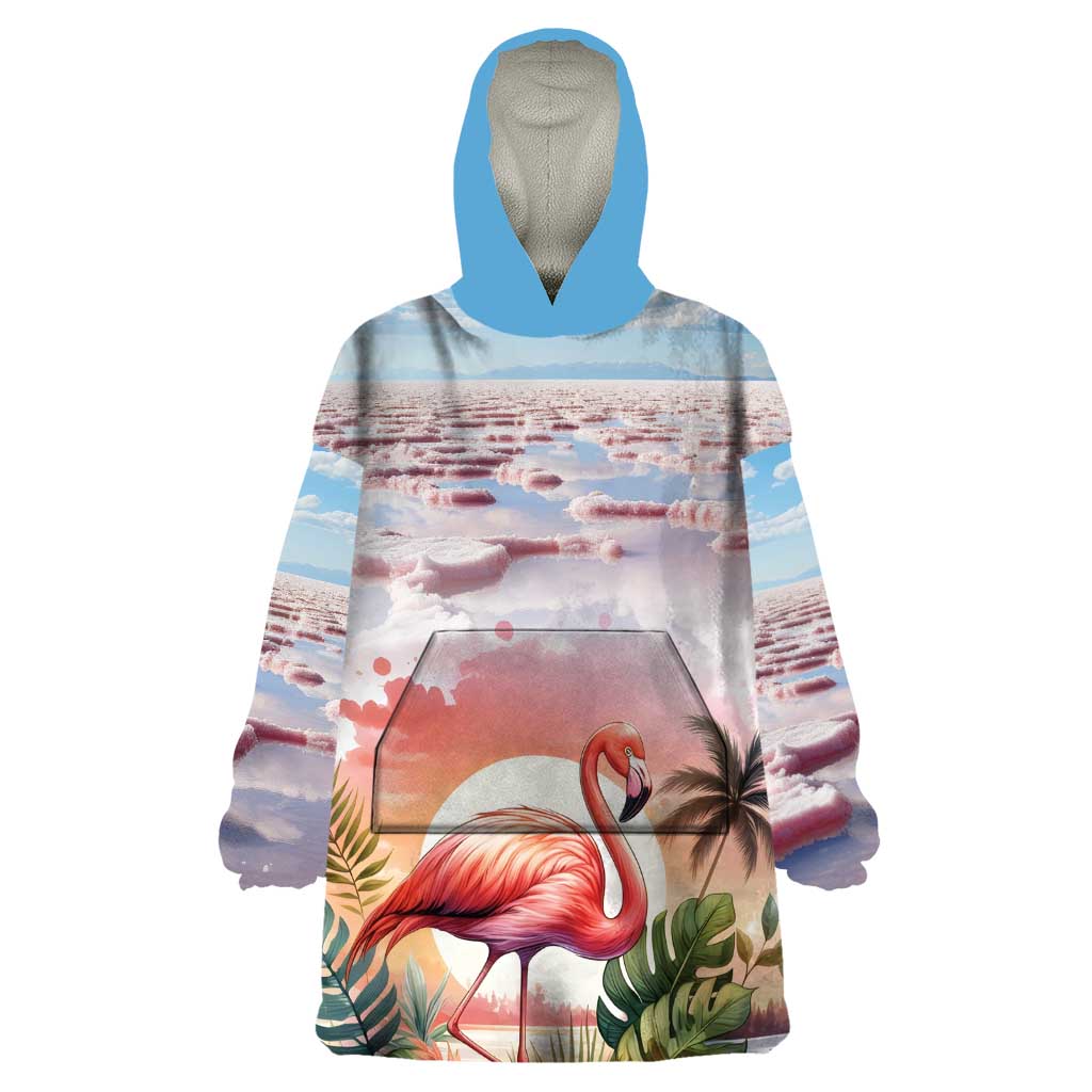 Personalized Bonaire Caribbean Flamingo Wearable Blanket Hoodie Pink Salt Flats - Wonder Print Shop