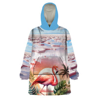 Personalized Bonaire Caribbean Flamingo Wearable Blanket Hoodie Pink Salt Flats - Wonder Print Shop