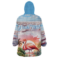 Personalized Bonaire Caribbean Flamingo Wearable Blanket Hoodie Pink Salt Flats - Wonder Print Shop
