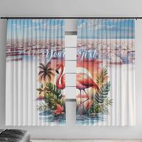 Personalized Bonaire Caribbean Flamingo Window Curtain Pink Salt Flats - Wonder Print Shop