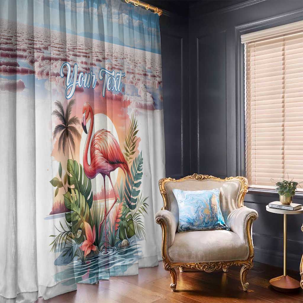 Personalized Bonaire Caribbean Flamingo Window Curtain Pink Salt Flats - Wonder Print Shop