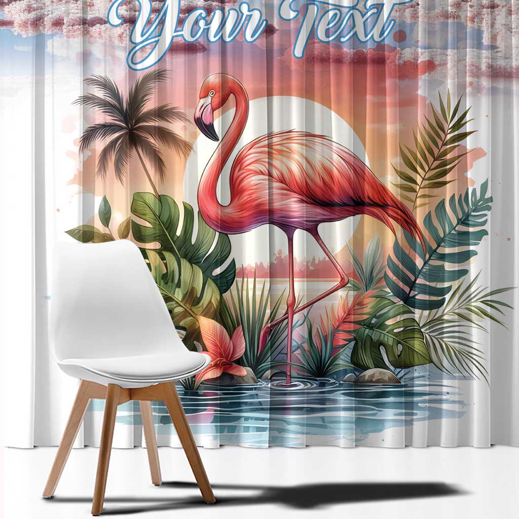 Personalized Bonaire Caribbean Flamingo Window Curtain Pink Salt Flats - Wonder Print Shop