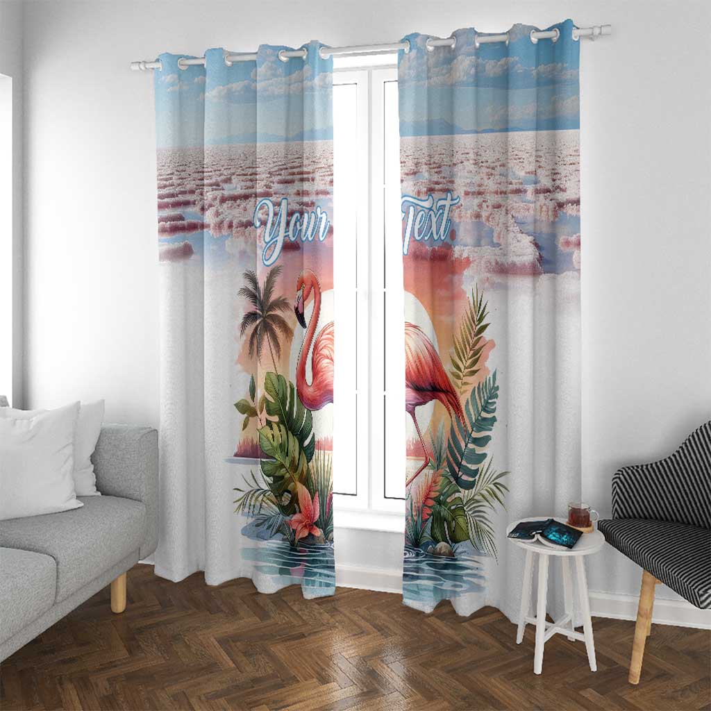 Personalized Bonaire Caribbean Flamingo Window Curtain Pink Salt Flats - Wonder Print Shop