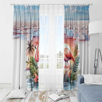 Personalized Bonaire Caribbean Flamingo Window Curtain Pink Salt Flats - Wonder Print Shop