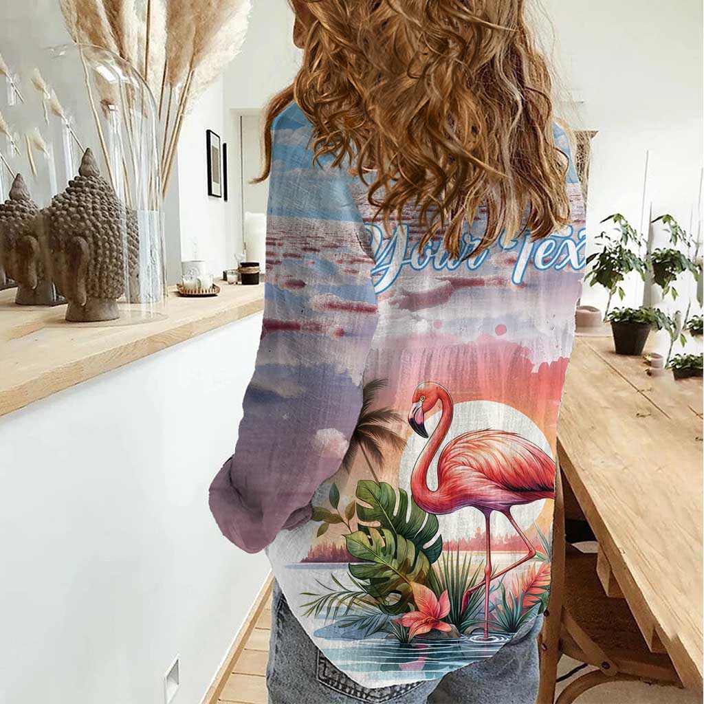 Personalized Bonaire Caribbean Flamingo Women Casual Shirt Pink Salt Flats - Wonder Print Shop