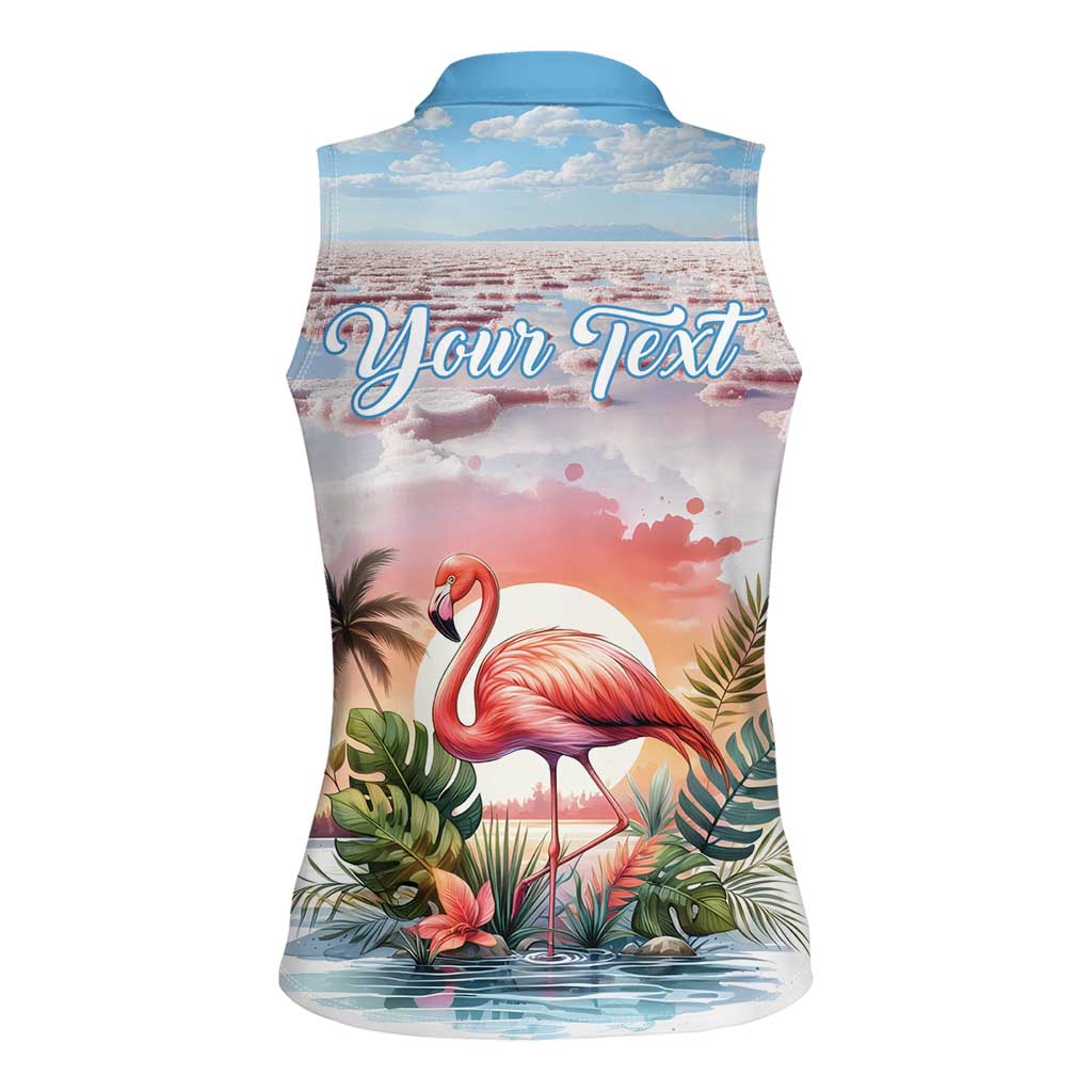 Personalized Bonaire Caribbean Flamingo Women Sleeveless Polo Shirt Pink Salt Flats - Wonder Print Shop