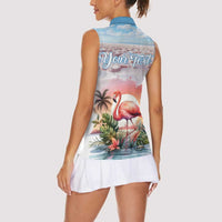 Personalized Bonaire Caribbean Flamingo Women Sleeveless Polo Shirt Pink Salt Flats - Wonder Print Shop