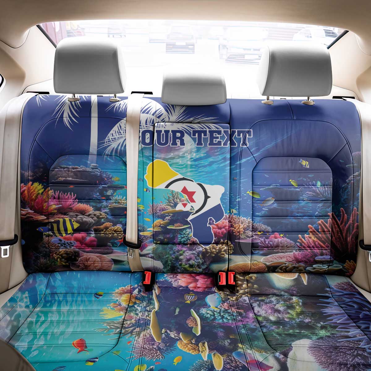 Personalized Bonaire Underwater Tropical Corals Reef Back Car Seat Cover With Colorful Sea Fish - Wonder Print Shop