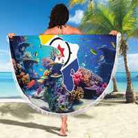 Personalized Bonaire Underwater Tropical Corals Reef Beach Blanket With Colorful Sea Fish - Wonder Print Shop
