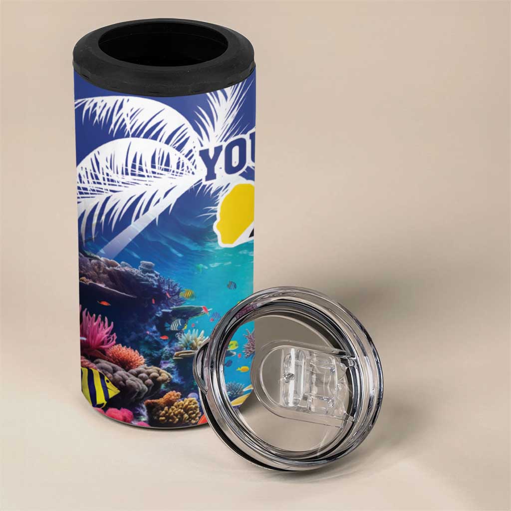 Personalized Bonaire Underwater Tropical Corals Reef 4 in 1 Can Cooler Tumbler With Colorful Sea Fish - Wonder Print Shop