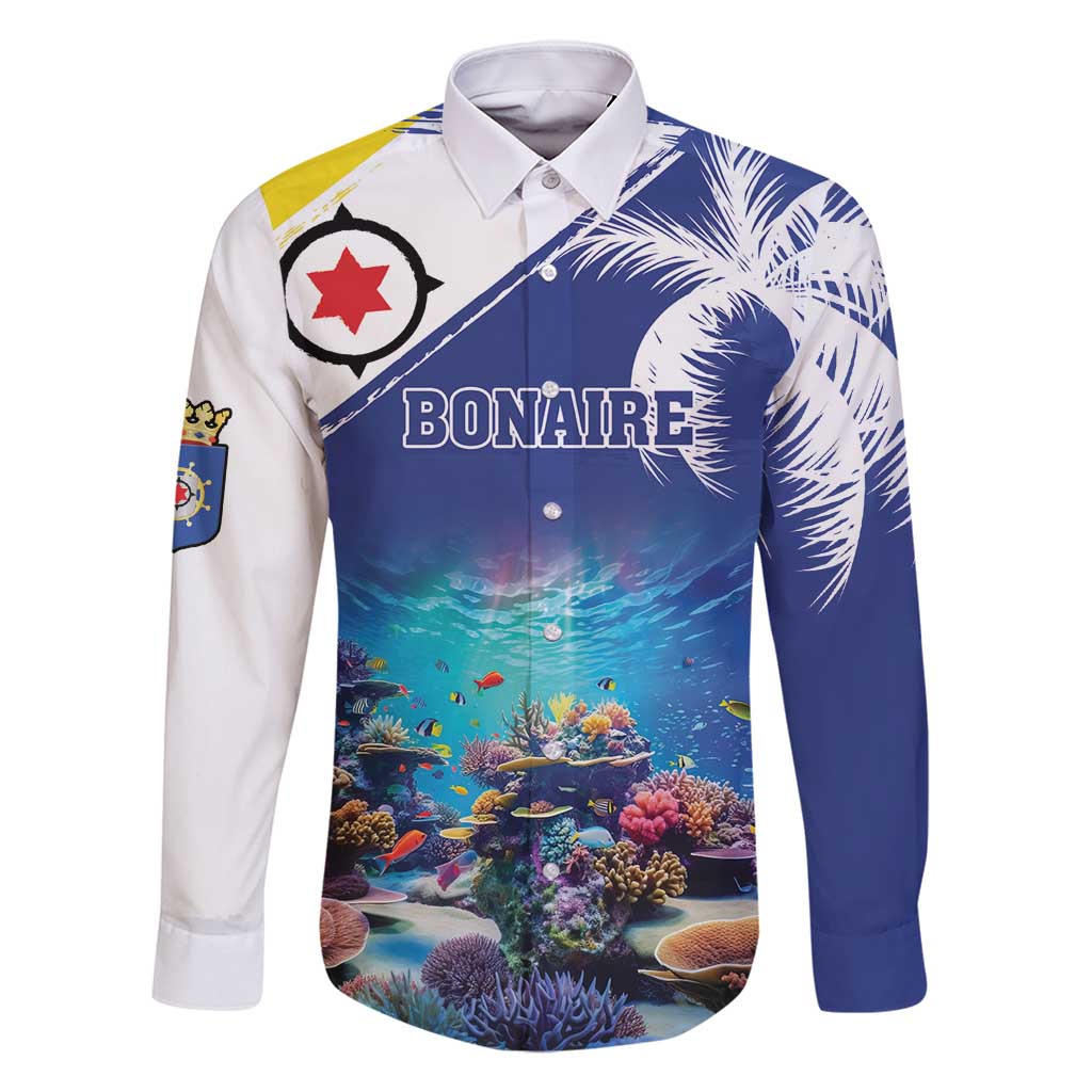 Personalized Bonaire Underwater Tropical Corals Reef Family Matching Long Sleeve Bodycon Dress and Hawaiian Shirt With Colorful Sea Fish - Wonder Print Shop