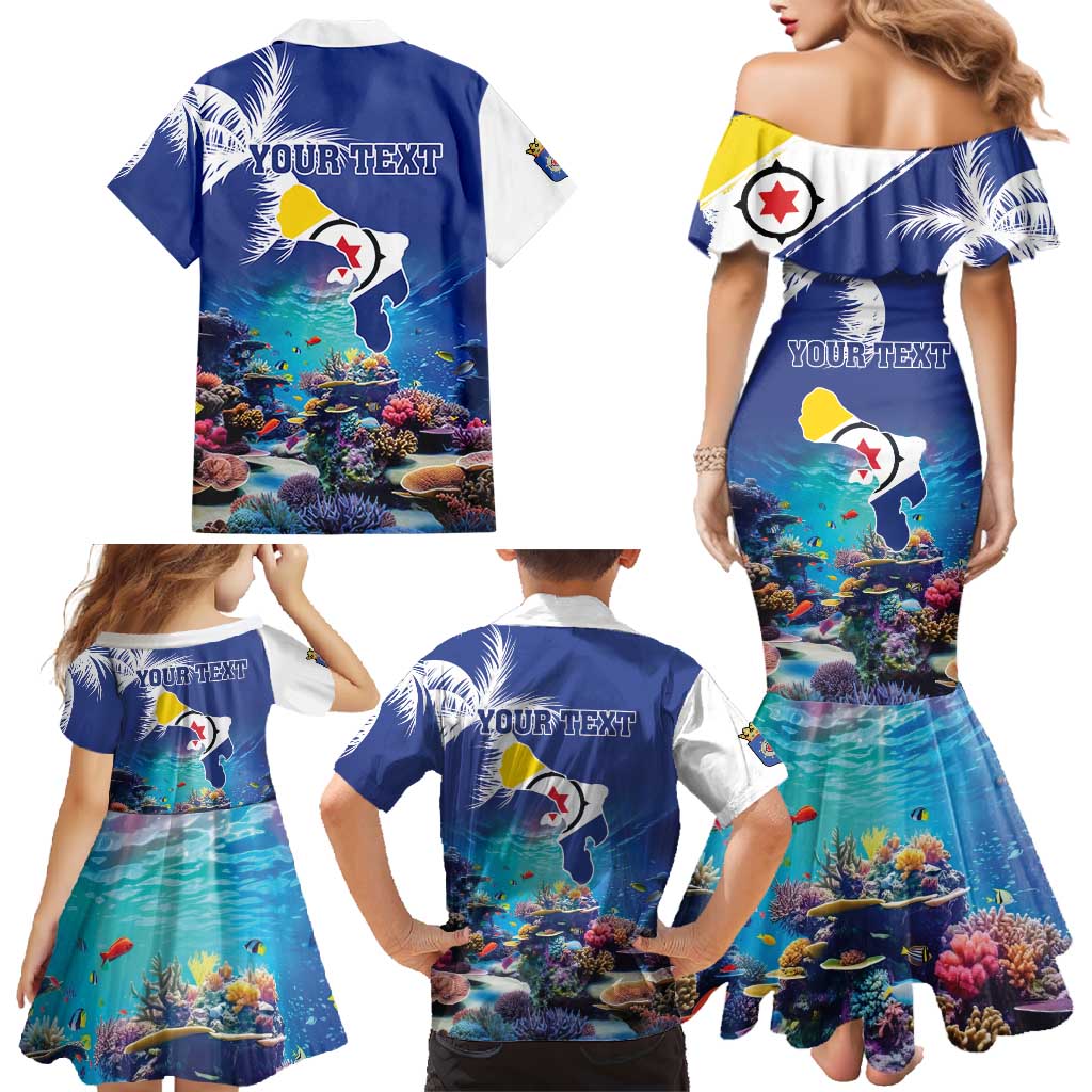 Personalized Bonaire Underwater Tropical Corals Reef Family Matching Mermaid Dress and Hawaiian Shirt With Colorful Sea Fish - Wonder Print Shop