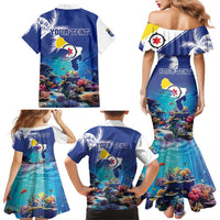 Personalized Bonaire Underwater Tropical Corals Reef Family Matching Mermaid Dress and Hawaiian Shirt With Colorful Sea Fish - Wonder Print Shop