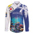 Personalized Bonaire Underwater Tropical Corals Reef Family Matching Off The Shoulder Long Sleeve Dress and Hawaiian Shirt With Colorful Sea Fish - Wonder Print Shop