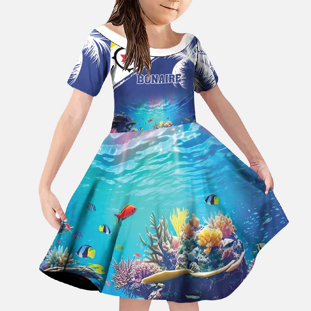 Personalized Bonaire Underwater Tropical Corals Reef Family Matching Off Shoulder Maxi Dress and Hawaiian Shirt With Colorful Sea Fish - Wonder Print Shop