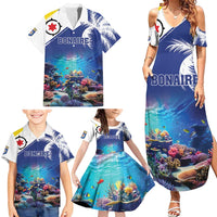 Personalized Bonaire Underwater Tropical Corals Reef Family Matching Summer Maxi Dress and Hawaiian Shirt With Colorful Sea Fish - Wonder Print Shop