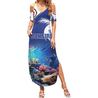 Personalized Bonaire Underwater Tropical Corals Reef Family Matching Summer Maxi Dress and Hawaiian Shirt With Colorful Sea Fish - Wonder Print Shop