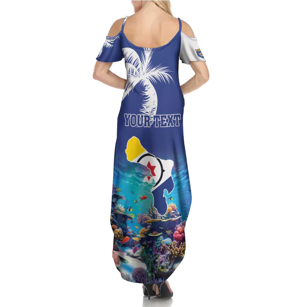 Personalized Bonaire Underwater Tropical Corals Reef Family Matching Summer Maxi Dress and Hawaiian Shirt With Colorful Sea Fish - Wonder Print Shop