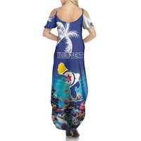 Personalized Bonaire Underwater Tropical Corals Reef Family Matching Summer Maxi Dress and Hawaiian Shirt With Colorful Sea Fish - Wonder Print Shop