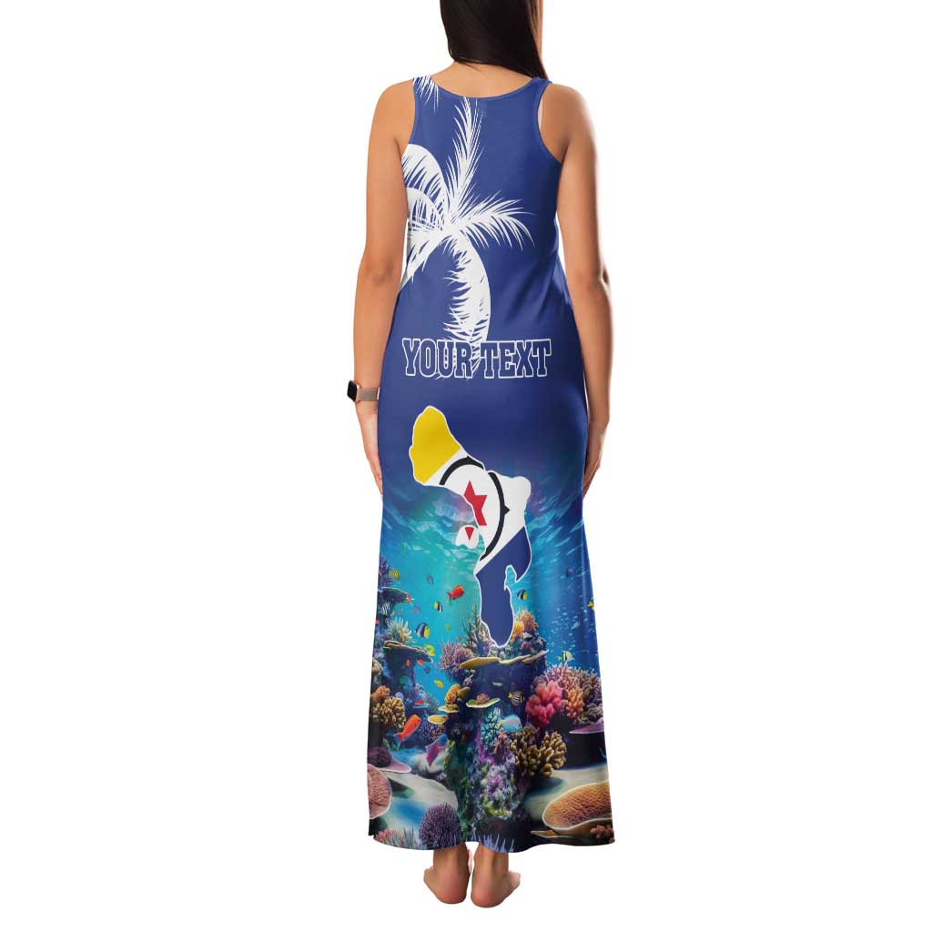Personalized Bonaire Underwater Tropical Corals Reef Family Matching Tank Maxi Dress and Hawaiian Shirt With Colorful Sea Fish - Wonder Print Shop