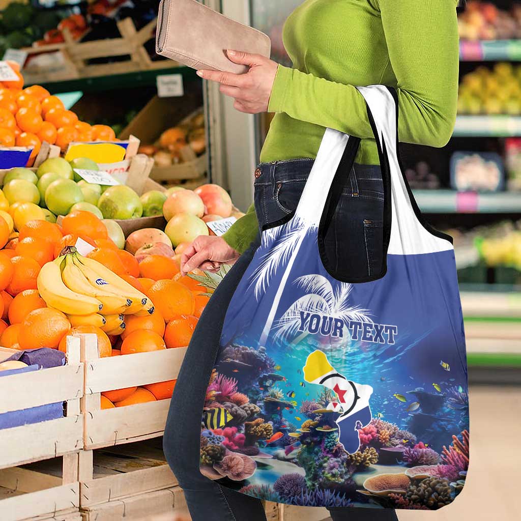 Personalized Bonaire Underwater Tropical Corals Reef Grocery Bag With Colorful Sea Fish