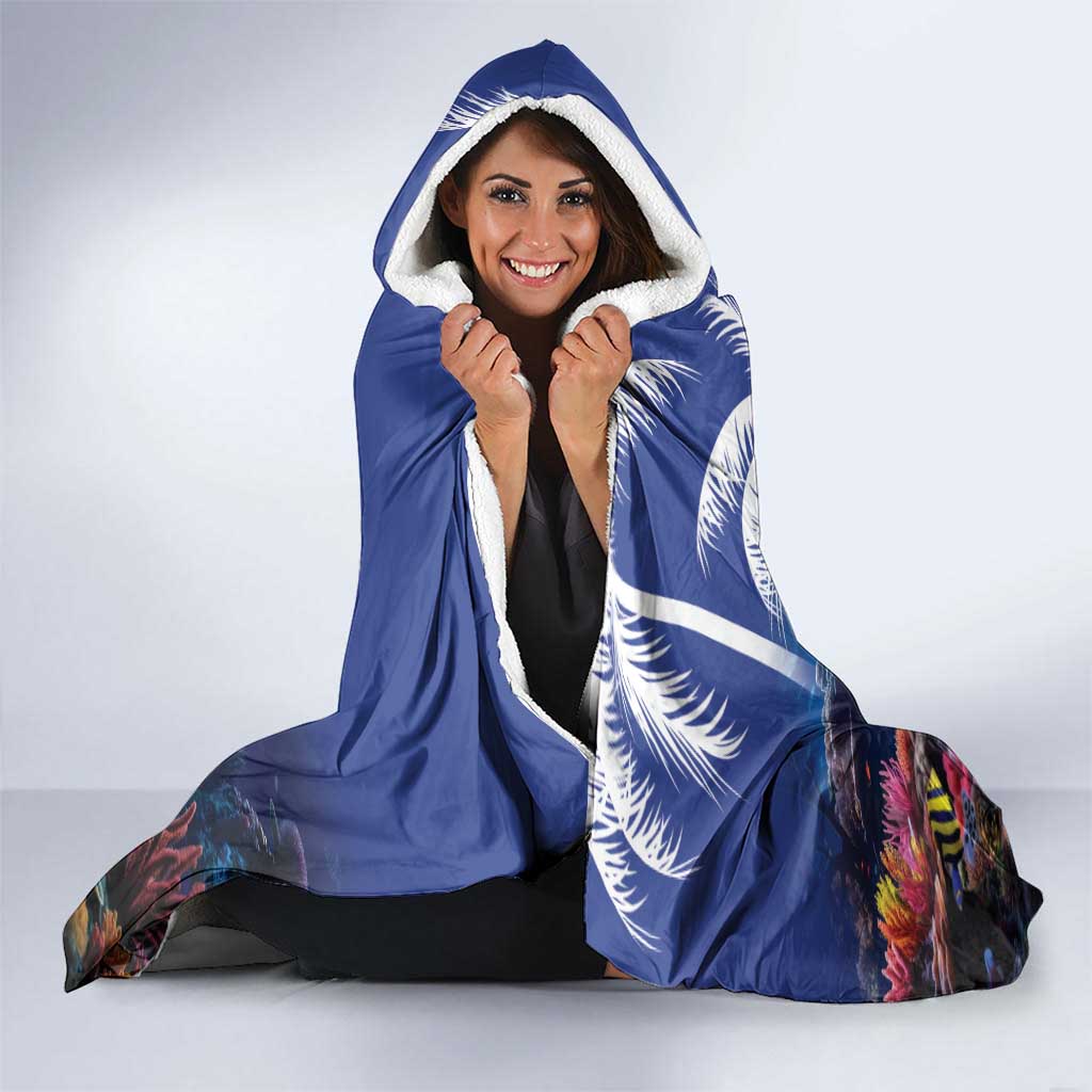 Personalized Bonaire Underwater Tropical Corals Reef Hooded Blanket With Colorful Sea Fish