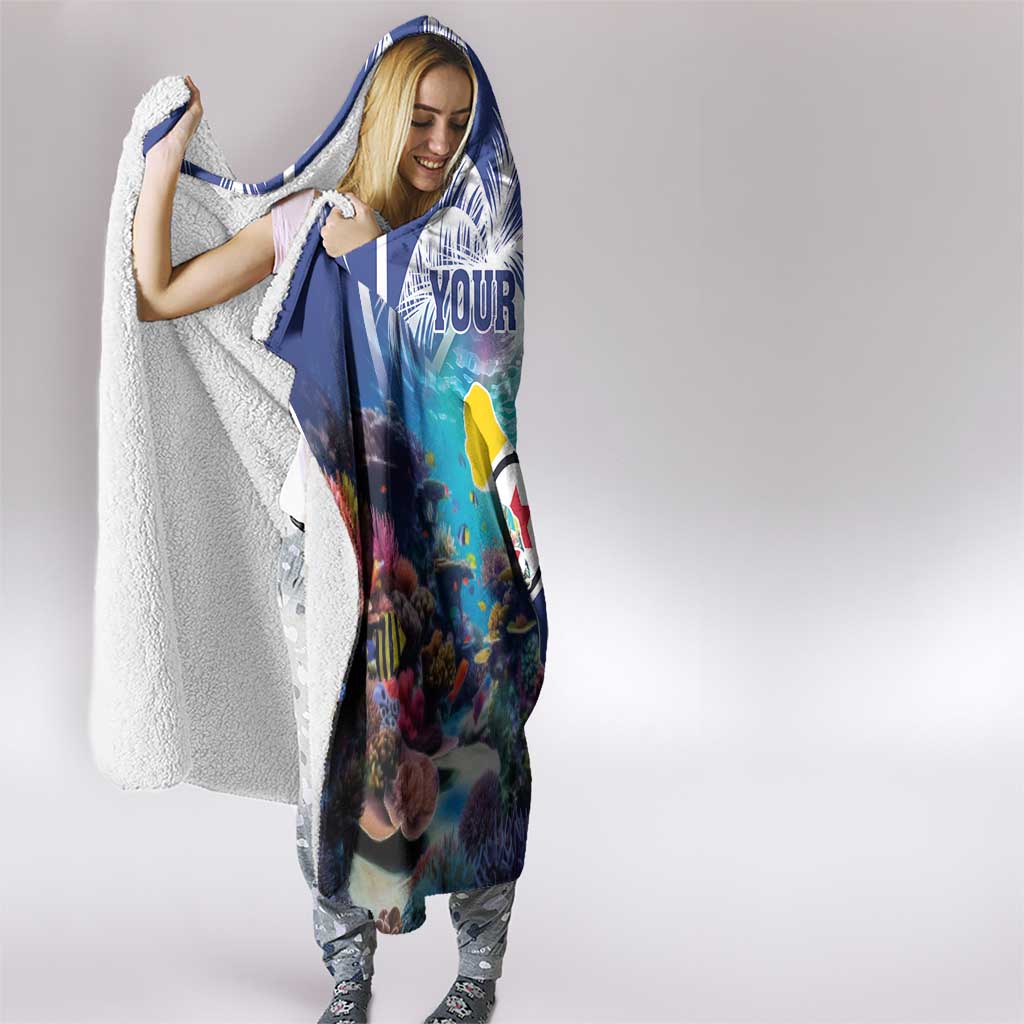 Personalized Bonaire Underwater Tropical Corals Reef Hooded Blanket With Colorful Sea Fish