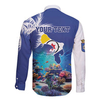 Personalized Bonaire Underwater Tropical Corals Reef Long Sleeve Button Shirt With Colorful Sea Fish - Wonder Print Shop
