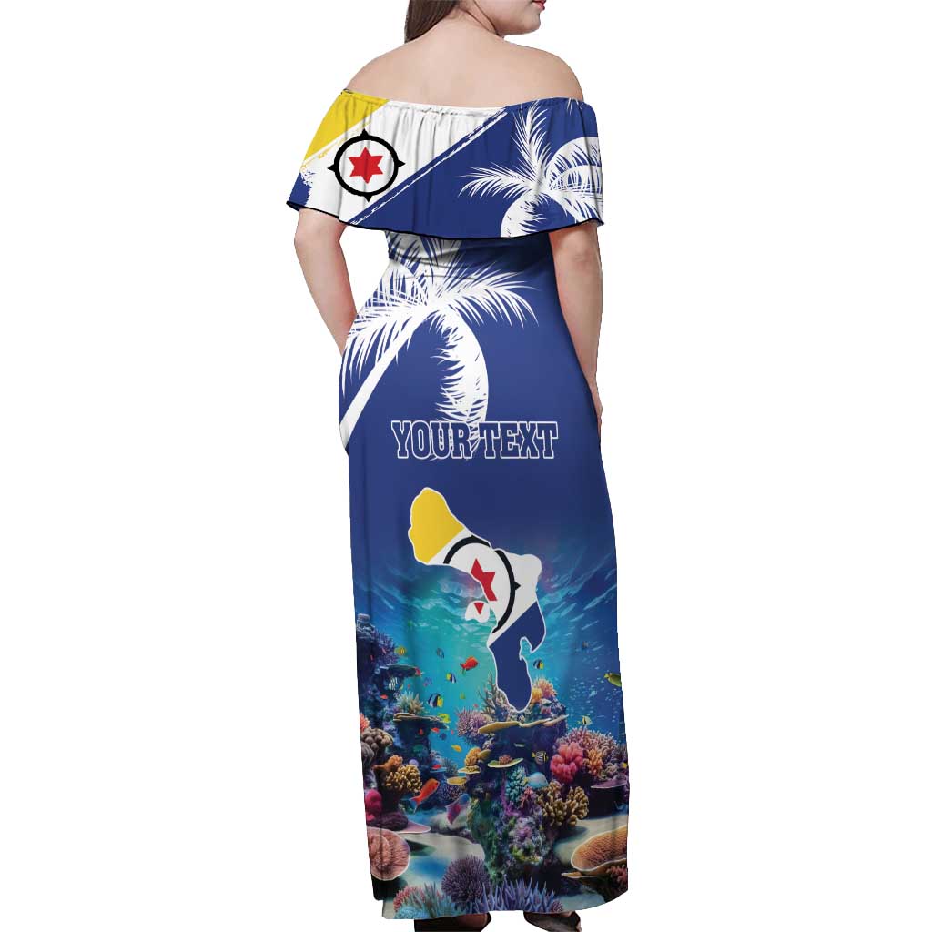 Personalized Bonaire Underwater Tropical Corals Reef Off Shoulder Maxi Dress With Colorful Sea Fish - Wonder Print Shop