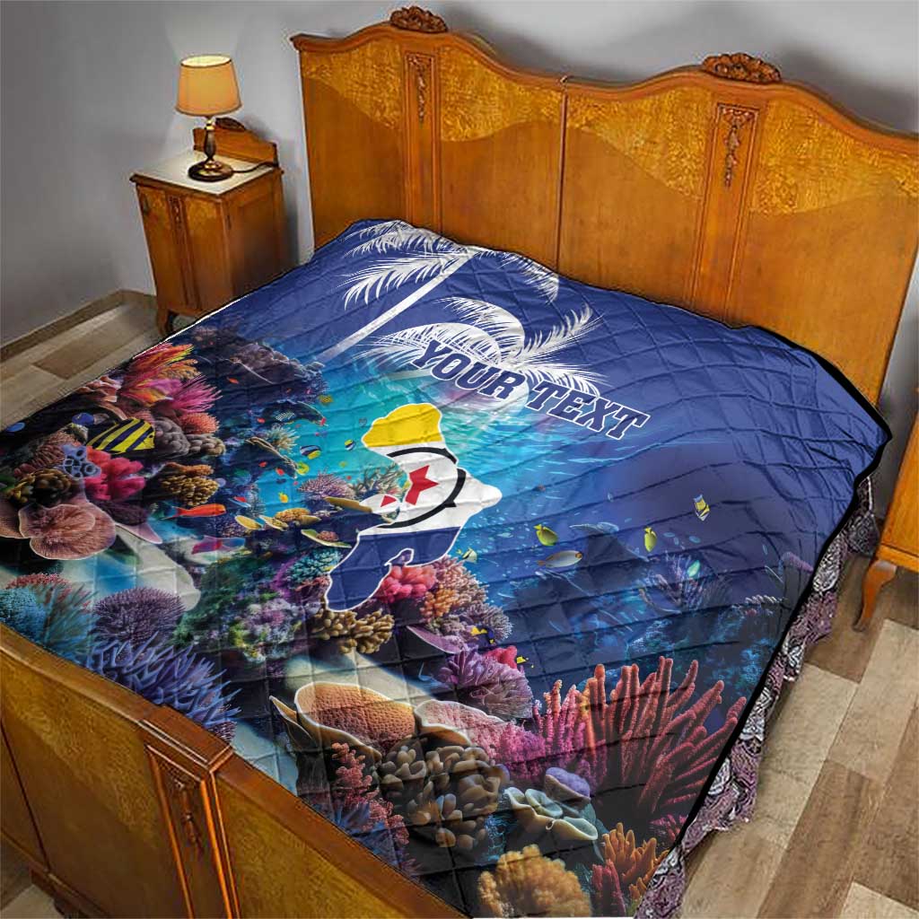 Personalized Bonaire Underwater Tropical Corals Reef Quilt With Colorful Sea Fish - Wonder Print Shop