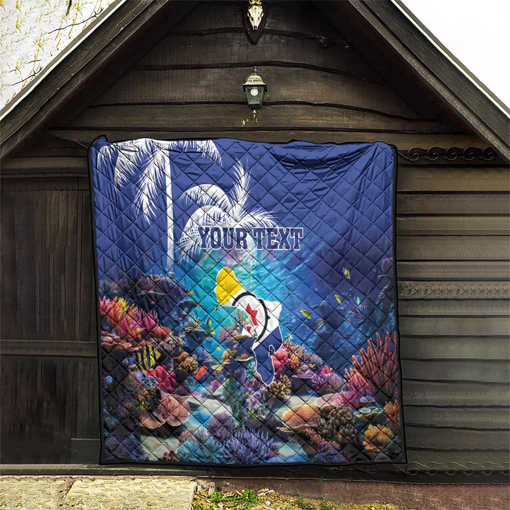 Personalized Bonaire Underwater Tropical Corals Reef Quilt With Colorful Sea Fish - Wonder Print Shop