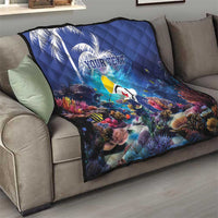 Personalized Bonaire Underwater Tropical Corals Reef Quilt With Colorful Sea Fish - Wonder Print Shop