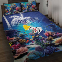Personalized Bonaire Underwater Tropical Corals Reef Quilt Bed Set With Colorful Sea Fish - Wonder Print Shop