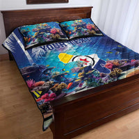 Personalized Bonaire Underwater Tropical Corals Reef Quilt Bed Set With Colorful Sea Fish - Wonder Print Shop