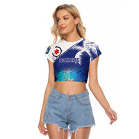 Personalized Bonaire Underwater Tropical Corals Reef Raglan Cropped T Shirt With Colorful Sea Fish - Wonder Print Shop