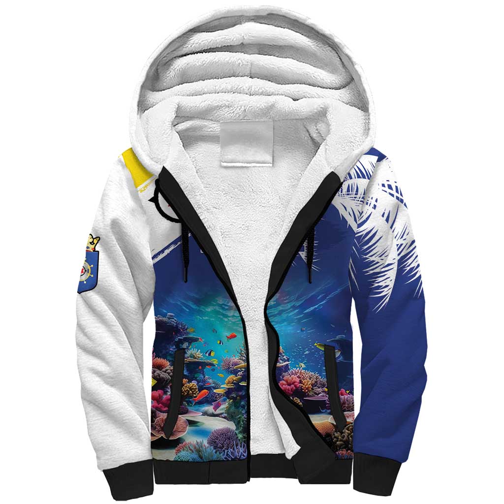 Personalized Bonaire Underwater Tropical Corals Reef Sherpa Hoodie With Colorful Sea Fish - Wonder Print Shop