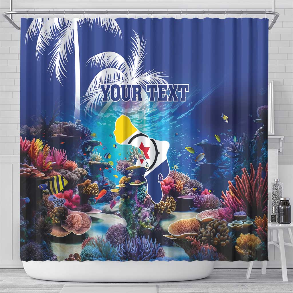 Personalized Bonaire Underwater Tropical Corals Reef Shower Curtain With Colorful Sea Fish