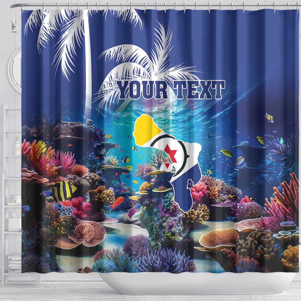 Personalized Bonaire Underwater Tropical Corals Reef Shower Curtain With Colorful Sea Fish