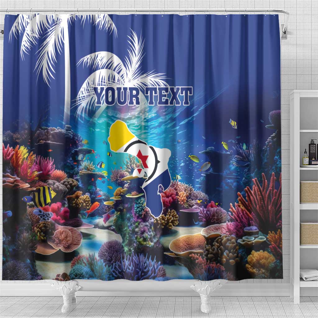 Personalized Bonaire Underwater Tropical Corals Reef Shower Curtain With Colorful Sea Fish