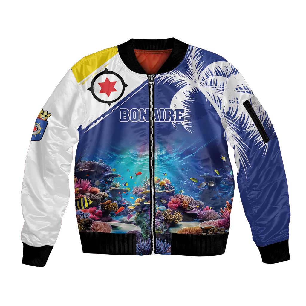 Personalized Bonaire Underwater Tropical Corals Reef Sleeve Zip Bomber Jacket With Colorful Sea Fish - Wonder Print Shop