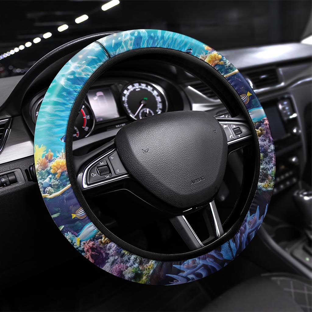 Bonaire Underwater Tropical Corals Reef Steering Wheel Cover With Colorful Sea Fish - Wonder Print Shop